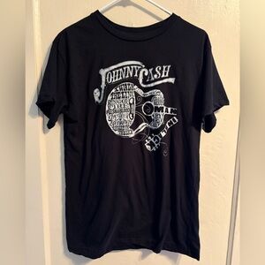 Johnny Cash Black Tee with White Graphic